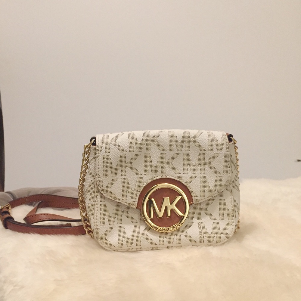 NWT Michael Kors White Monogram Crossbody Bag